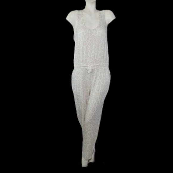 Splendid Beige OLE Leopard Print Sleeveless Jumpsuit Size Large NEW - Picture 2 of 8